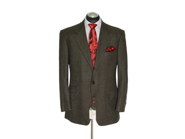 Brioni Sakko Gr. 56 Kaschmir 3roll2 Grün Braun cashmere handmade Billet NP:6129€