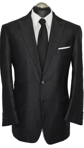 Brioni Sakko Gr. 50 SEIDE KASCHMIR steigendes Revers! Grau Schwarz rar NP: 5829€