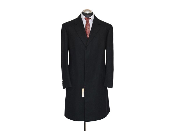 Brioni Mantel Gr. 50 Schurwolle Flanell Dunkelgrau handmade Anthrazit ca. 6150 €