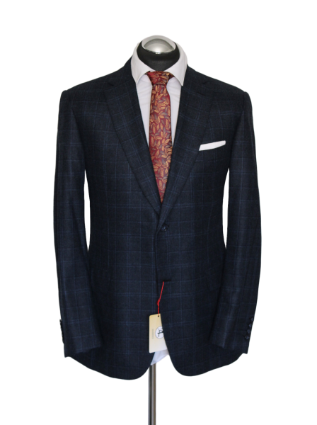 BRIONI Sakko Gr. 50 KASCHMIR 2-Knopf SEIDE Blau Dunkelblau Schwarz WOOL ca.6650€