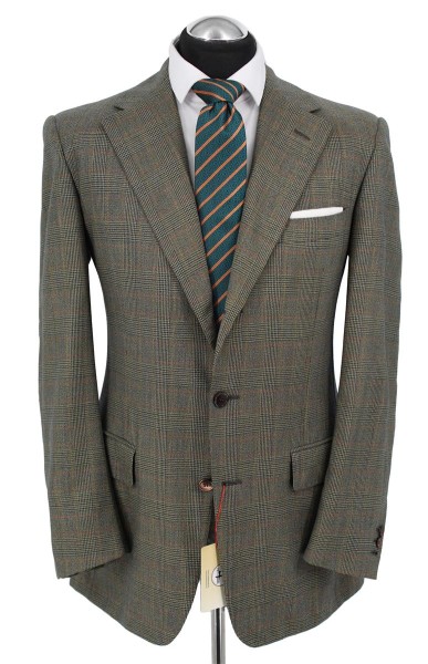 d'Avenza 100 % KASCHMIR Sakko Gr. 50 Perlmutt durchknöpfbar Glencheck handmade