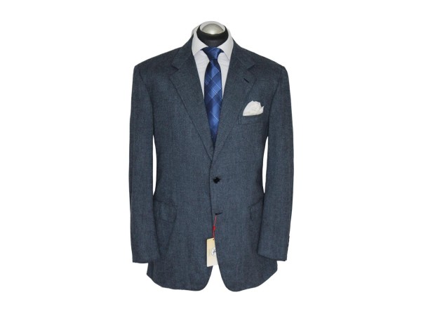 Brioni Sakko Gr. 56 Kaschmir & Wolle 3roll2 Dunkelblau Blau handgenäht NP: 5139€