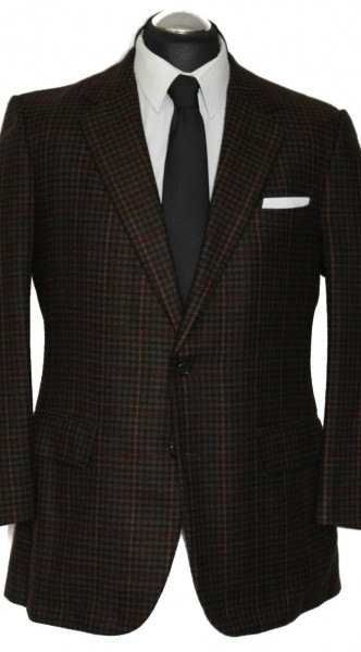 Chester Barrie Sakko Gr. 25 KASCHMIR handgenäht Dunkelbraun England Tweed optik