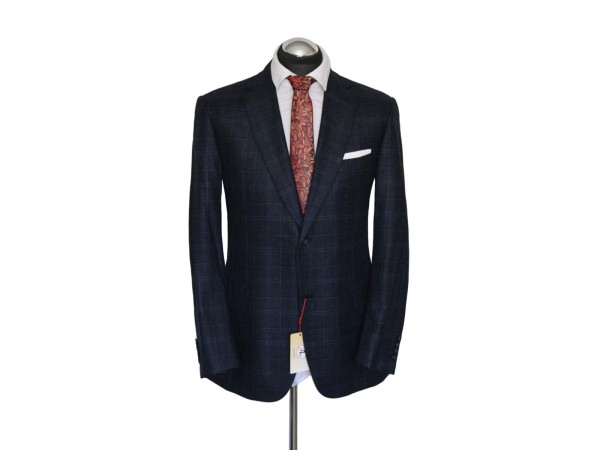 BRIONI Sakko Gr. 50 KASCHMIR 2-Knopf SEIDE Blau Dunkelblau Schwarz WOOL ca.6650€