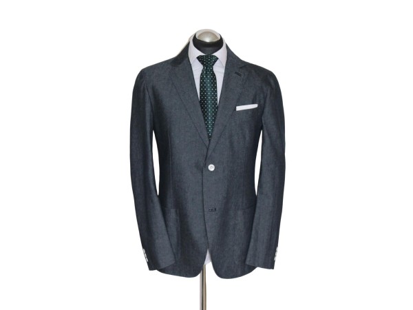 BRIONI Sakko Gr. L NEU Baumwolle Wolle Leder halbgefüttert Grau AKTUELL NP:7139€