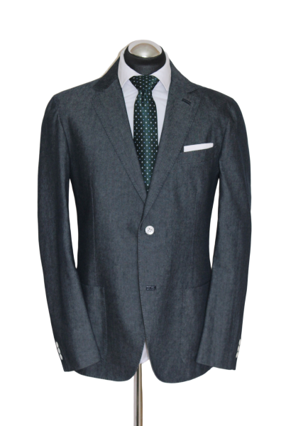 BRIONI Sakko Gr. L NEU Baumwolle Wolle Leder halbgefüttert Grau AKTUELL NP:7139€