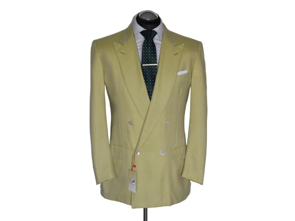 BRIONI Sakko Gr. 50 KASCHMIR Gelb Perlmutt surgeon Zweireiher PEAK LAP NP: 5839€