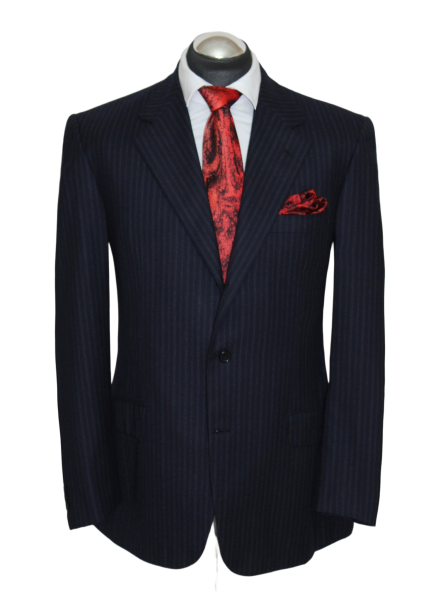 Brioni Anzug Gr. 52 FLANELL Blau handmade 3roll2 Dunkelblau POWER SUIT NP: 6890€