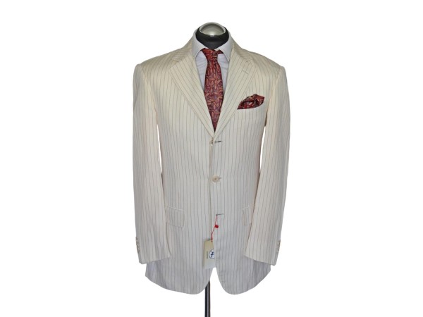 ZILLI Anzug Gr. 50 SEIDE Elfenbein half-lined LEINEN Weiß Beige RAR! ca. 9950 €