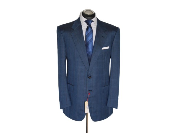 Brioni Sakko Gr. 54 Blau 2-Knopf SEIDE & Wolle handmade Dunkelblau rar NP: 5190€