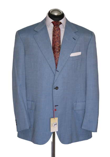 Brioni Sakko Gr. 58 luftig Hopsack Schurwolle 3roll2 surgeon cuffs Blau NP:4139€
