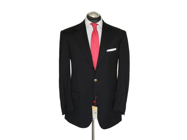 Brioni Club Blazer Gr. 52 Sakko Schwarz 3roll2 Schurwolle handgenäht NP: 6129 €