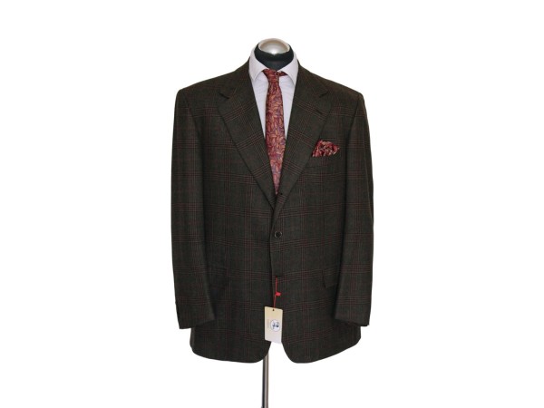 BRIONI Sakko Gr. 56 KASCHMIR 3roll2 Flanell Wolle Braun handmade Rot ca. 5650 €