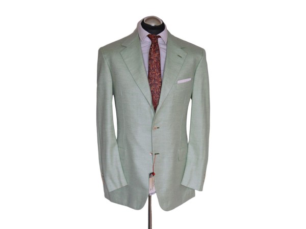 Brioni Sakko Gr. 52 Kaschmir 3roll2 Grün Minze PERLMUTT Neuw. Cashmere ca. 6129€