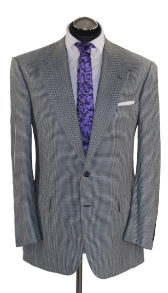 Brioni Sakko Gr. 50 Seide Leinen 2-Knopf Blau Grau Wolle handmade Neuw. NP:4329€