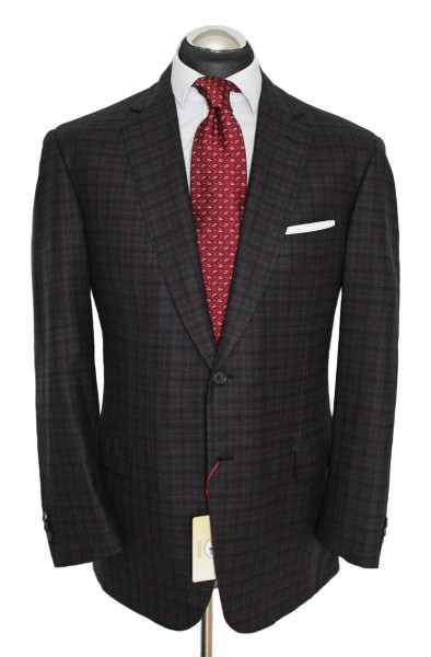 Brioni Sakko Gr. 52 Grau 2-Knopf surgeon cuffs Dunkelgrau/ROT Wool NP: 3829€