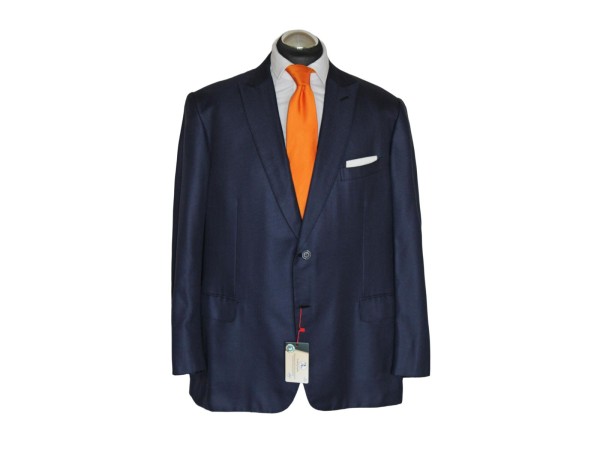 Brioni Sakko Gr. 58 Seide Peak Lapel 2-Knopf Wolle Glanz handmade Blau 6129 €