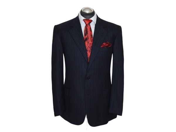Brioni Anzug Gr. 52 FLANELL Blau handmade 3roll2 Dunkelblau POWER SUIT ca. 6890€