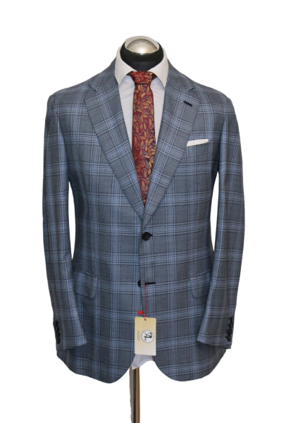 BRIONI Sakko Gr. 50 UNGEFÜTTERT Blau NEU Wolle Sommer Glench. handmade ca. 6329€