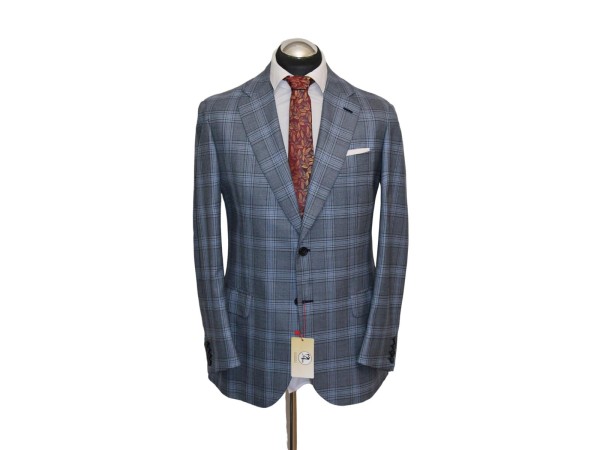 BRIONI Sakko Gr. 50 UNGEFÜTTERT Blau NEU Wolle Sommer Glench. handmade ca. 6329€