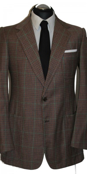 DIMITRI handmade Anzug Gr. 50 handgenäht durchknöpfbare Manschetten Braun/Orange
