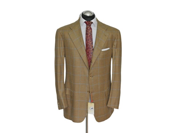 Kiton Sakko Gr. 54 Kaschmir 3roll2 Braun Beige Sand handgenäht Blau ca. 6129 €