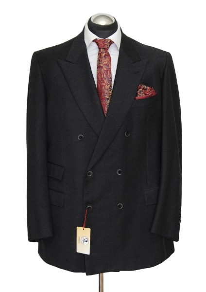 Brioni Sakko Gr. 56 surgeon cuffs FLANELL Dunkelgrau Zweireiher Grau NP: 5.890 €