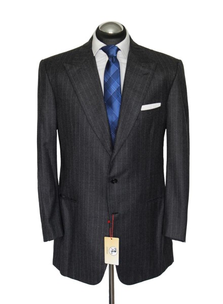 Brioni Anzug Gr. 54 FLANELL Grau PEAK LAPEL handmade 3roll2 POWER SUIT NP: 6890€