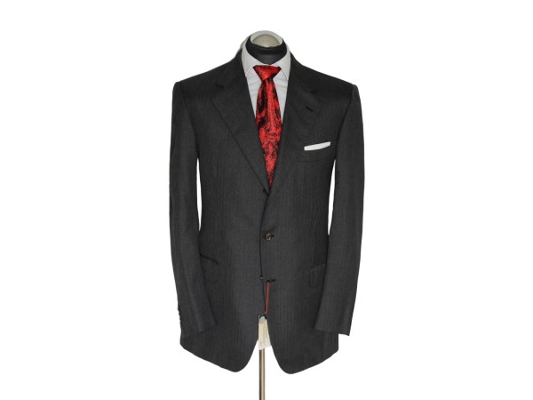 Brioni Sakko Gr. 54 Kaschmir 3roll2 Dunkelgrau Grau Kissing Buttons NP: 6129 €