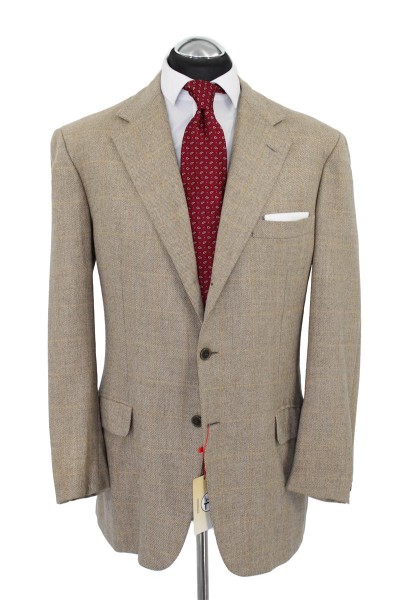 Brioni Sakko Gr. 52 Beige Braun 3-roll-2 handgenäht Gelb handmade top NP: 3629€