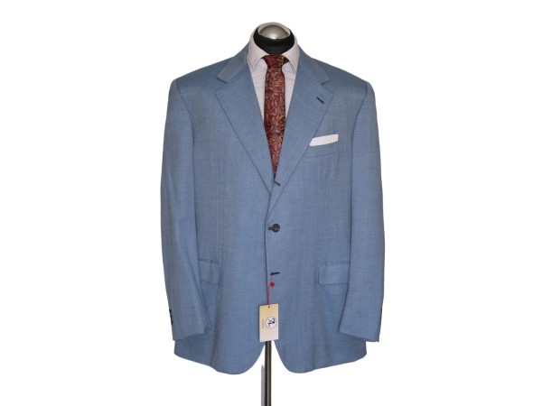 Brioni Sakko Gr. 58 luftig Hopsack Schurwolle 3roll2 surgeon cuffs Blau NP:4139€