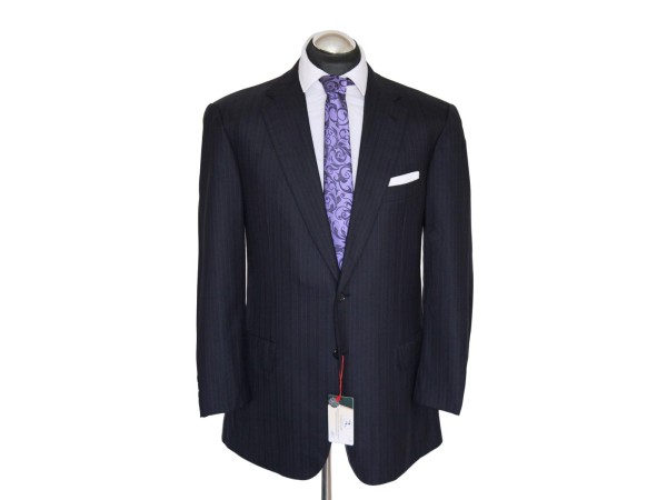 Brioni Sakko Gr. 52 LILA gestreift 150's Blau 2-Knopf Dunkelblau ROT NP: 5829 €