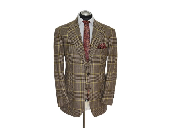 Kiton Sakko Gr. 54 Kaschmir 3roll2 Braun Beige Gelb Surgeon Cuffs RAR ca. 6129 €