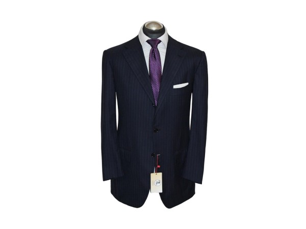 Kiton Anzug Gr. 52 FLANELL 180'S blanc blu surgeon cuffs 3roll2 Blau ca. 7829 €