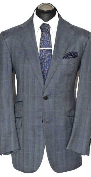 Sartoria Partenopea Gr. 52 Sakko KASCHMIR von SCABAL Durchknöpfbar Blau handmade