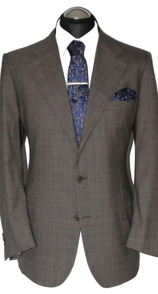 Brioni Anzug Gr. 54 GLENCHECK S150 Grau Braun DURCHKNÖPFBAR Palatino21 NP:5.590€