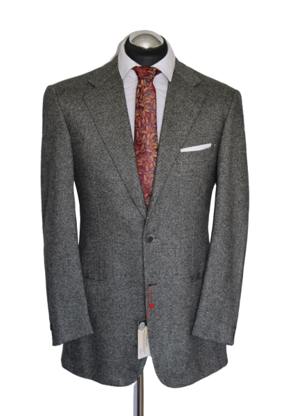 Brioni Sakko Gr. 50 Kaschmir Salz & Pfeffer 3roll2 Birdseye Grau RAR ca. 5829 €