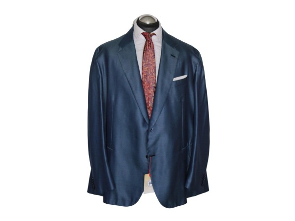BRIONI Sakko Gr. 64 Seide Glanz Blau NEU ungefüttert Wolle handmade ca. 7329 €