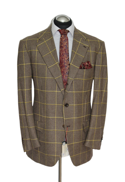 Kiton Sakko Gr. 54 Kaschmir 3roll2 Braun Beige Gelb Surgeon Cuffs RAR ca. 6129 €