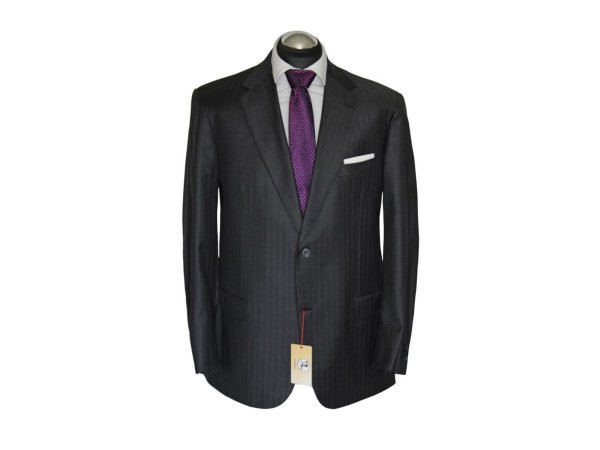 Brioni Sakko Gr. 54 Perlmutt S150's Lila gestreift 2-Knopf Dunkelgrau NP: 5829 €