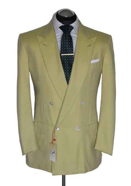BRIONI Sakko Gr. 50 KASCHMIR Gelb Perlmutt surgeon Zweireiher PEAK LAP NP: 5839€