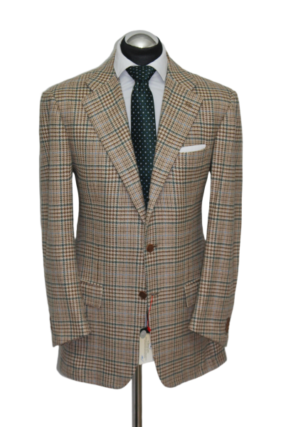 Kiton Sakko Gr. 50 Kaschmir Durchknöpfbar 3roll2 Beige Braun Petrol NP: 6129 €