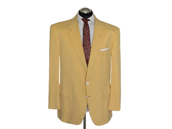 Brioni Sakko Gr. 54 SEIDE 100 % 2-Knopf Senf Samt PERLMUTT Gelb RAR ca. 10639 €