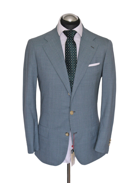 KITON Sakko Gr. 48 Glencheck surgeon cuffs Blau 3roll2 Grün handgenäht ca. 4599€